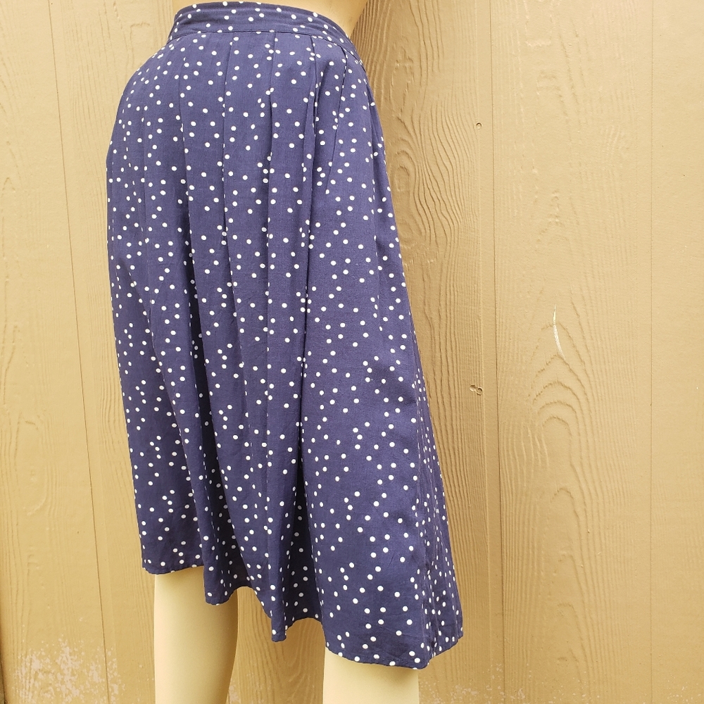 Navy polka dot knee length skirt